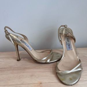 Well-loved Jimmy Choo Gold Heels Size 37.5